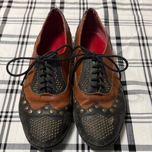 Jeffrey Campbell Brown and Black Studded Flats